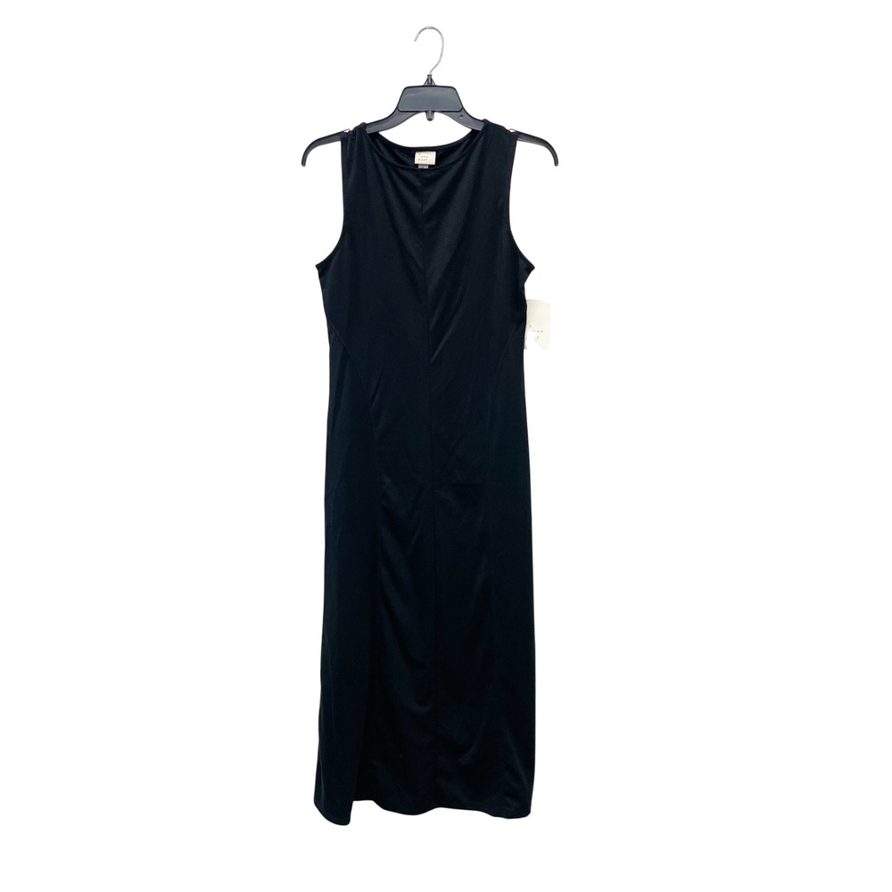 A New Day Women's Black Sleeveless High Neck Midi Sheath Dress Size S